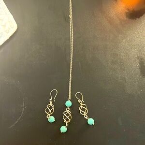 Turquoise and real silver necklace and earrings